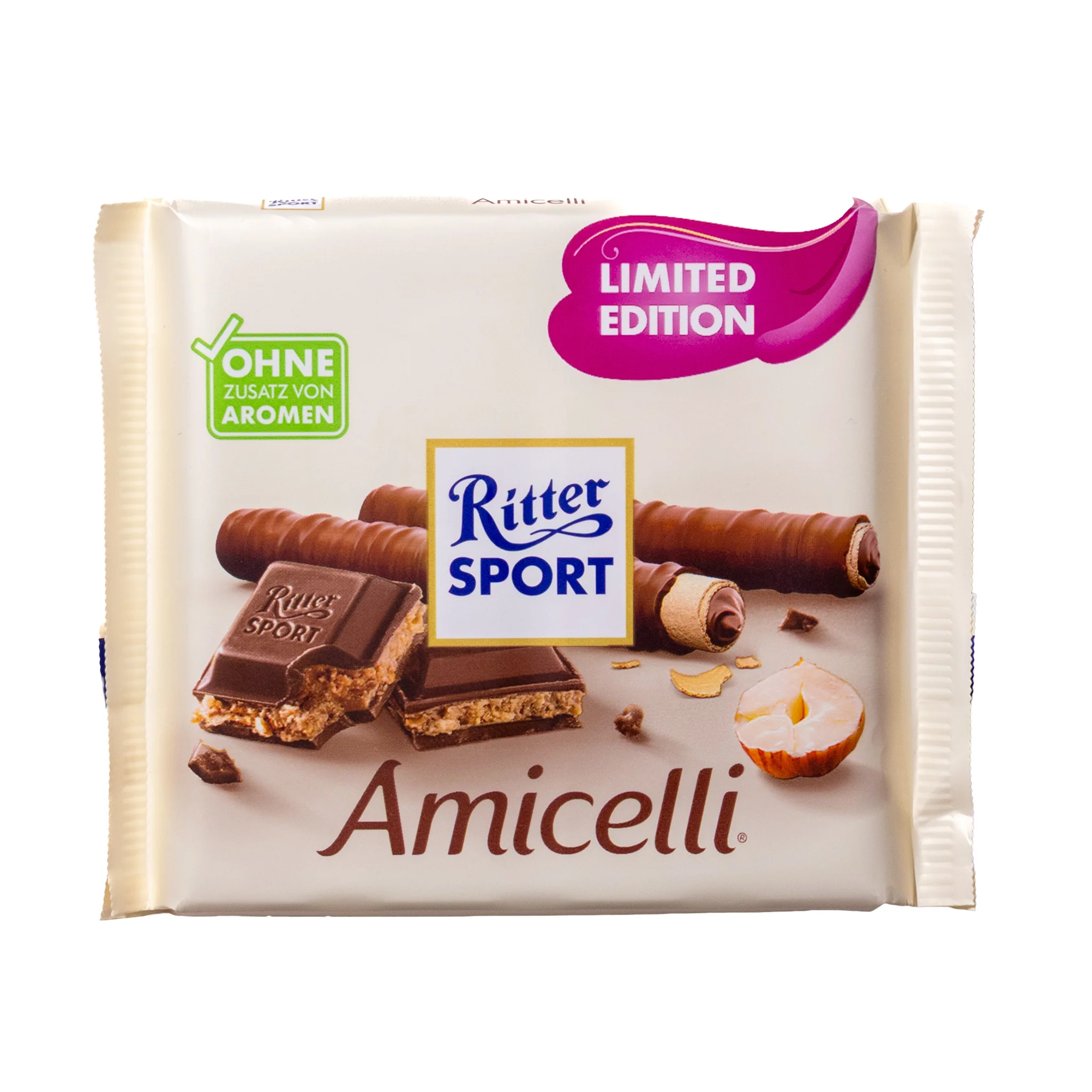 Ritter Sport Amicelli Hazelnut Cream & Wafer Milk Chocolate Bar, 3.5oz