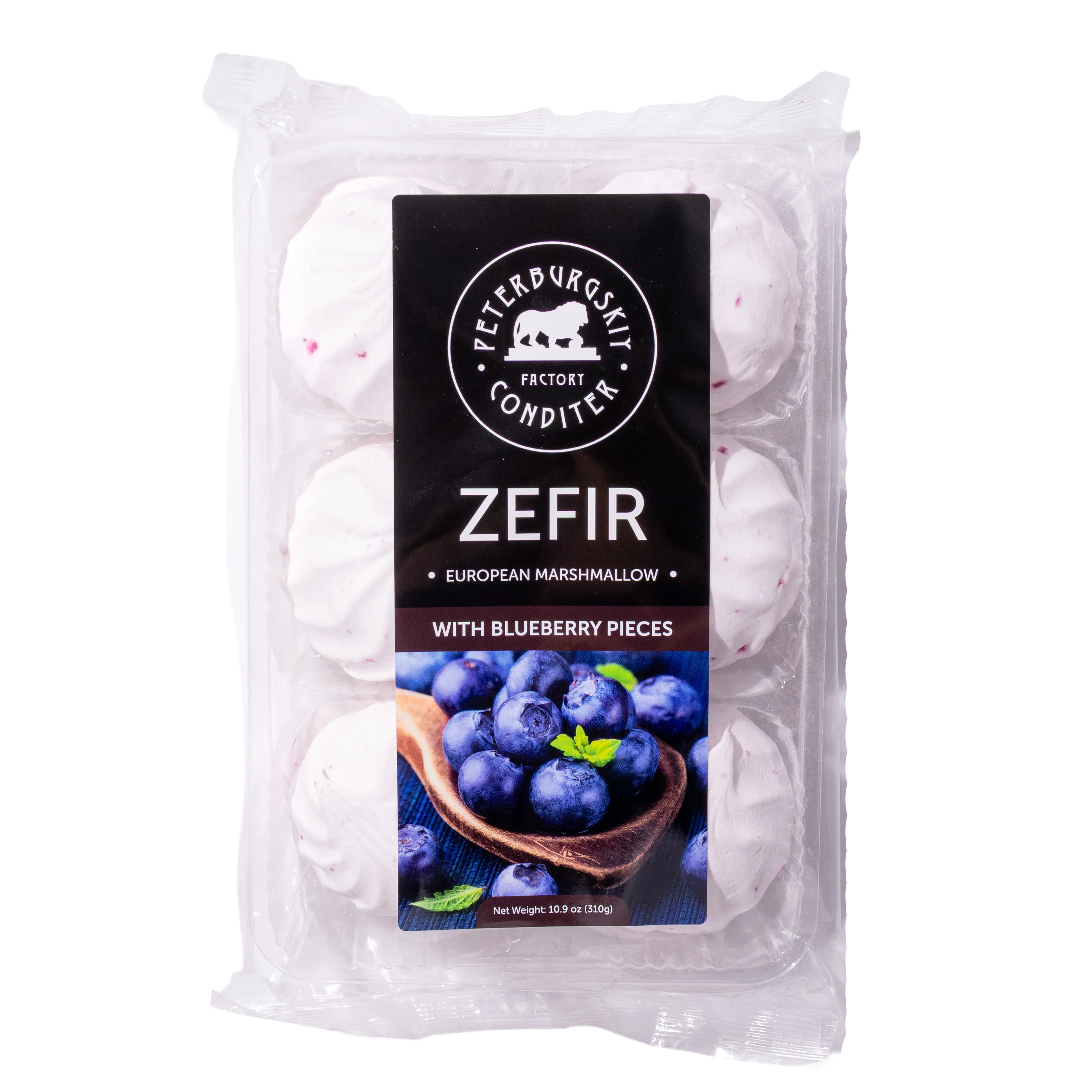 Peterburgskiy Conditer Zefir European Marshmallow with Blueberry Pieces, 10.9oz