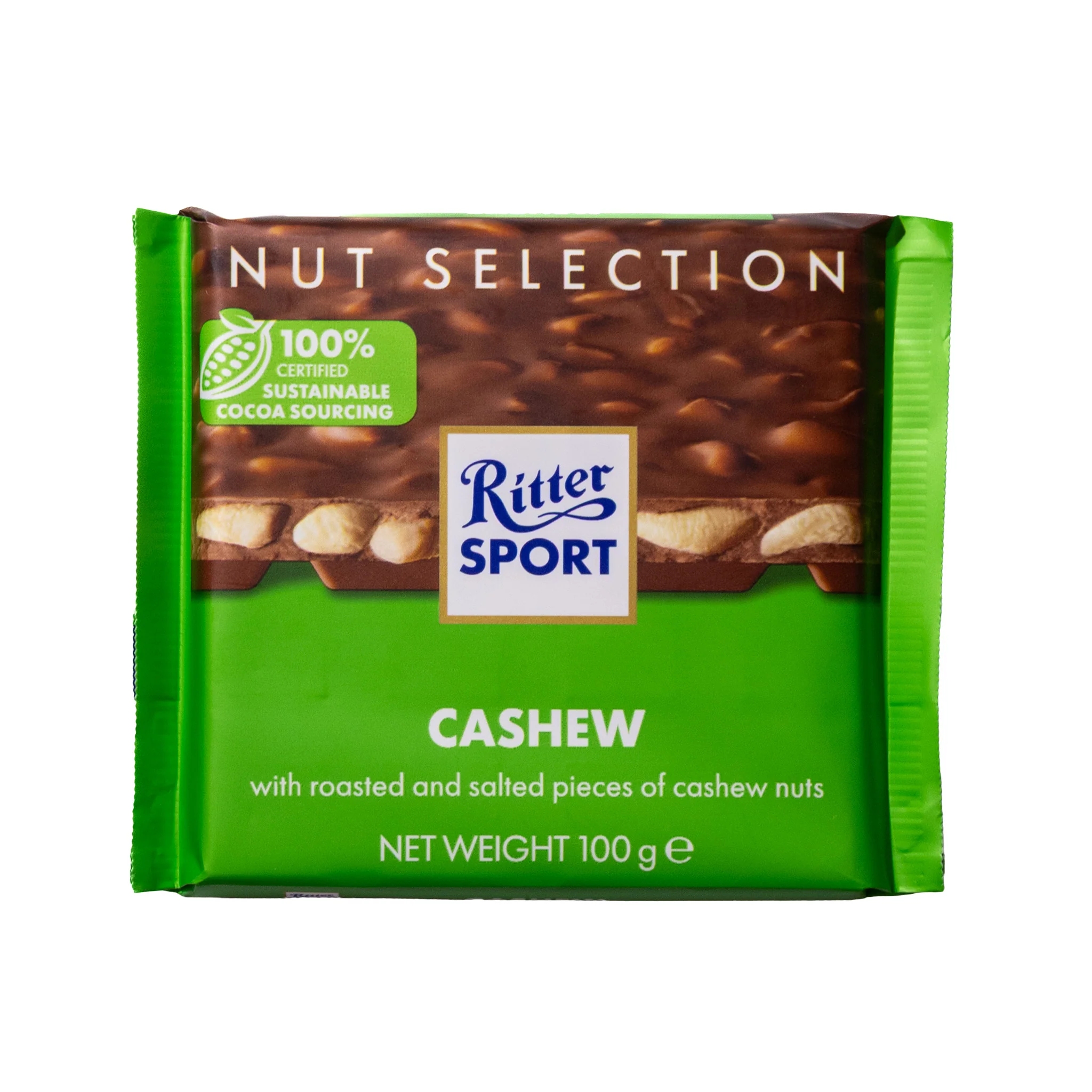 Ritter Sport Cashew Milk Chocolate with Roasted & Salted Cashew Pieces, 3.5oz