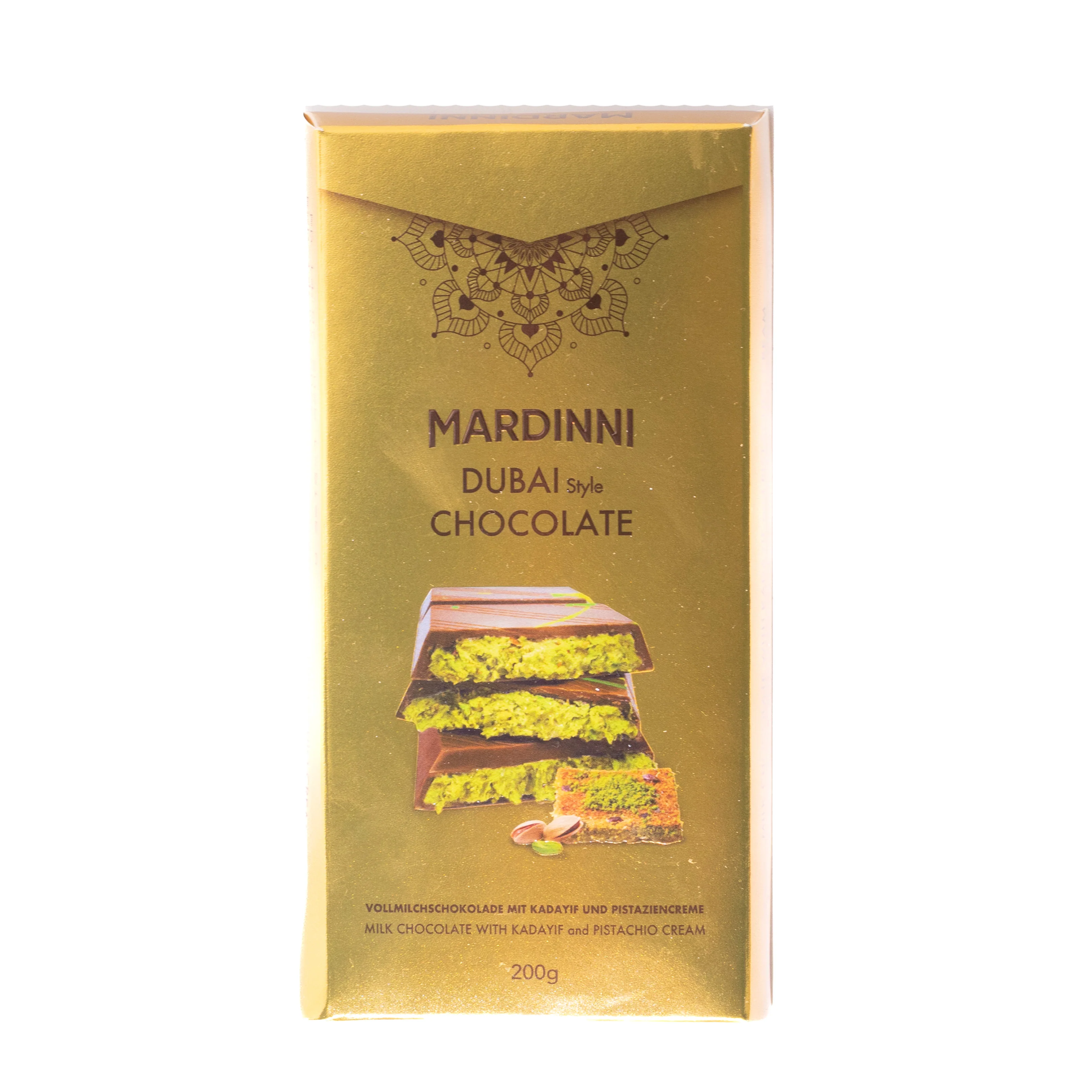 Mardinni Dubai Style Pistachio Kadayif Milk Chocolate Bar, 7.05oz