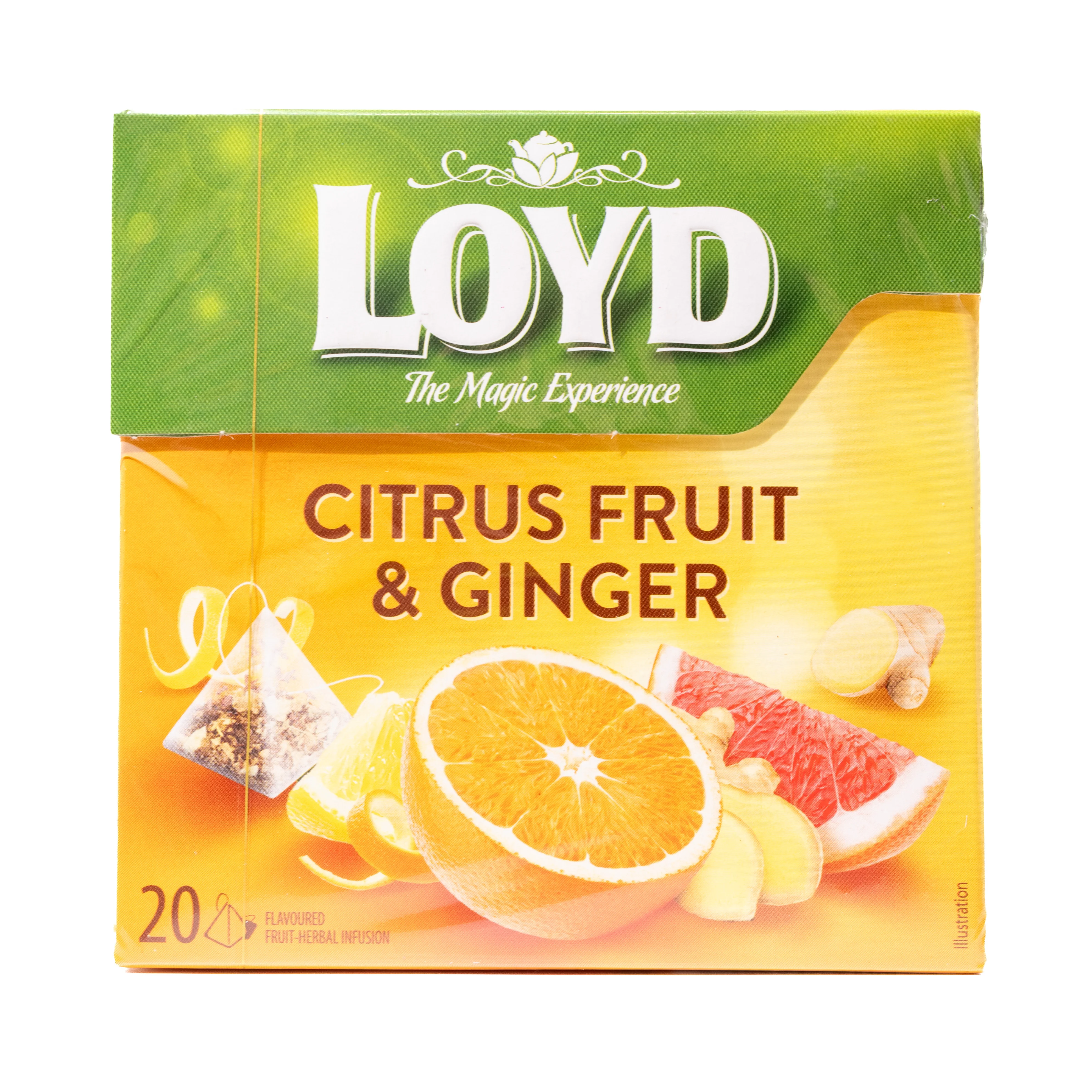 Loyd Citrus Fruit & Ginger Flavoured Fruit-Herbal Infusion, 20 Tea Bags