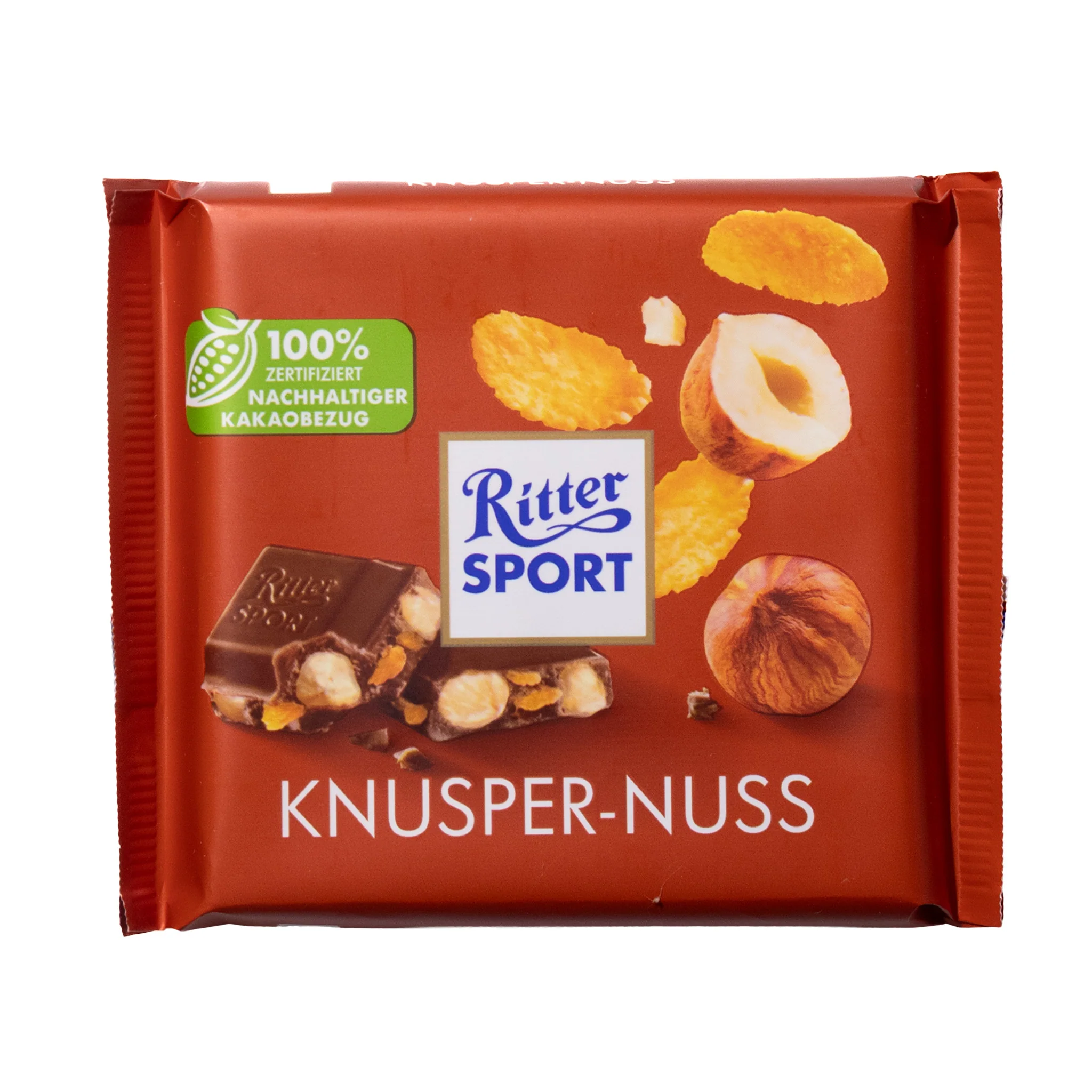 Ritter Sport Whole Hazelnuts with Cornflakes Milk Chocolate Bar, 3.5oz