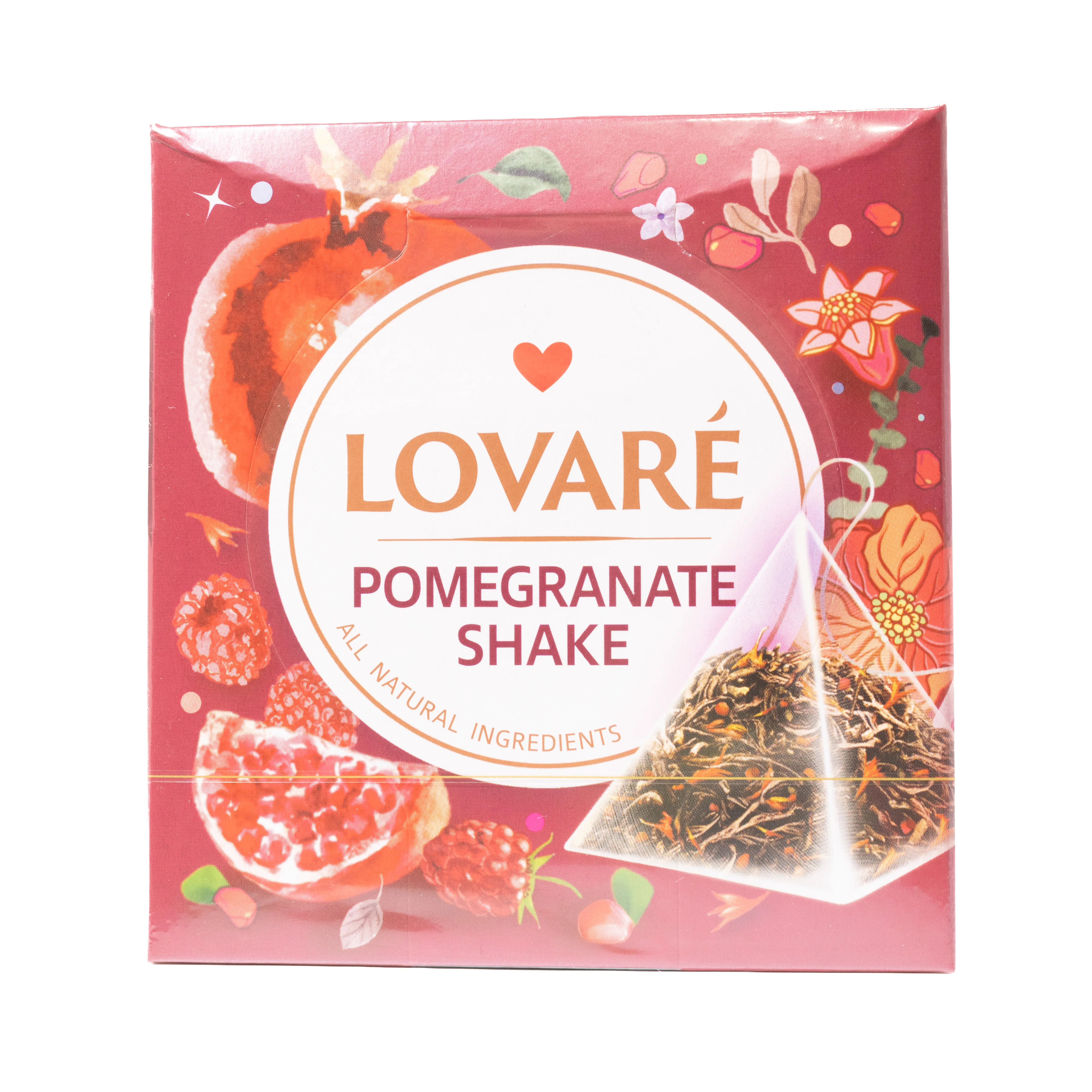 Lovare Pomegranate Shake Black Tea with Pomegranate Flavor, 15 Pyramid Tea Bags
