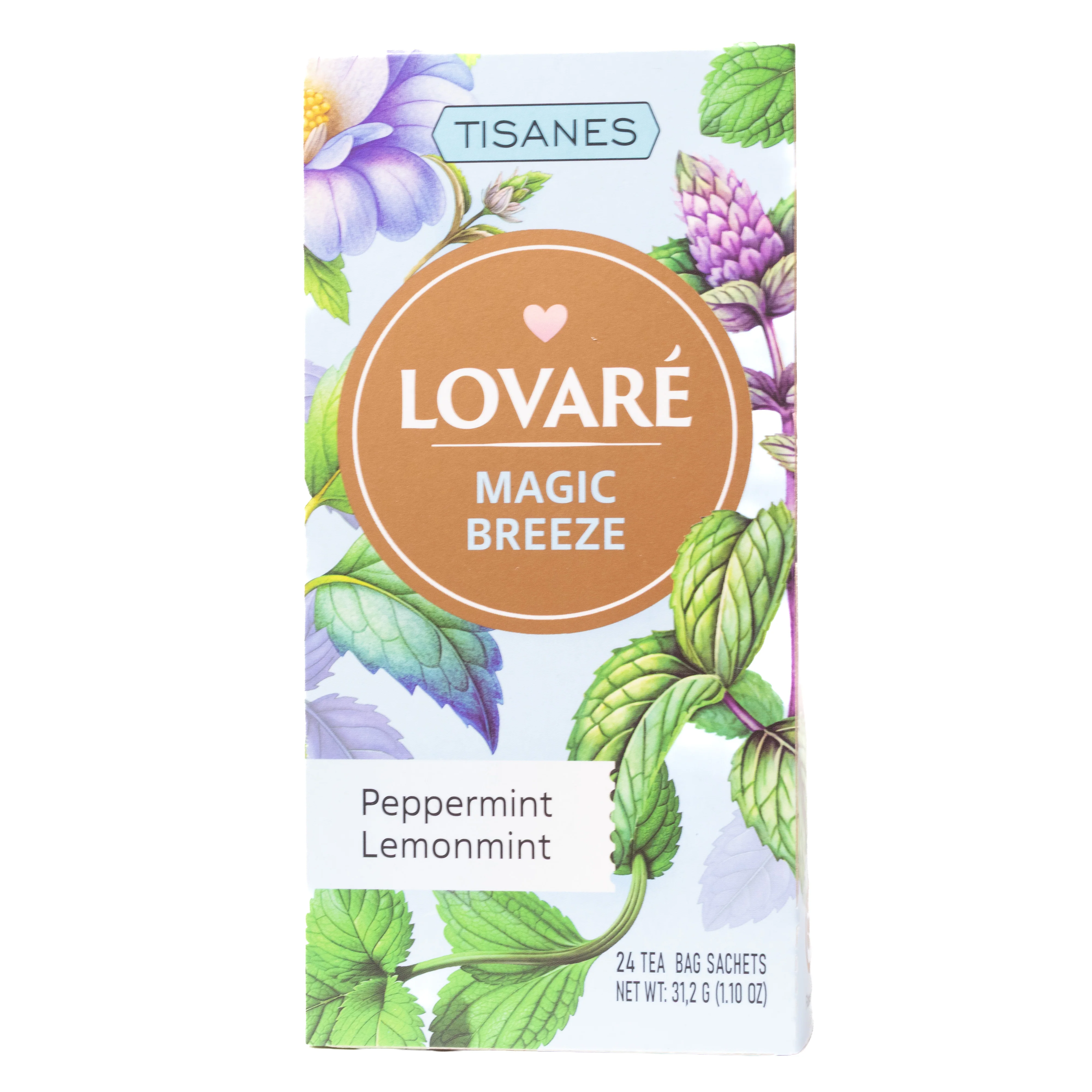 Lovare Magic Breeze Peppermint Lemonmint Herbal Tea, 24 Tea Bags