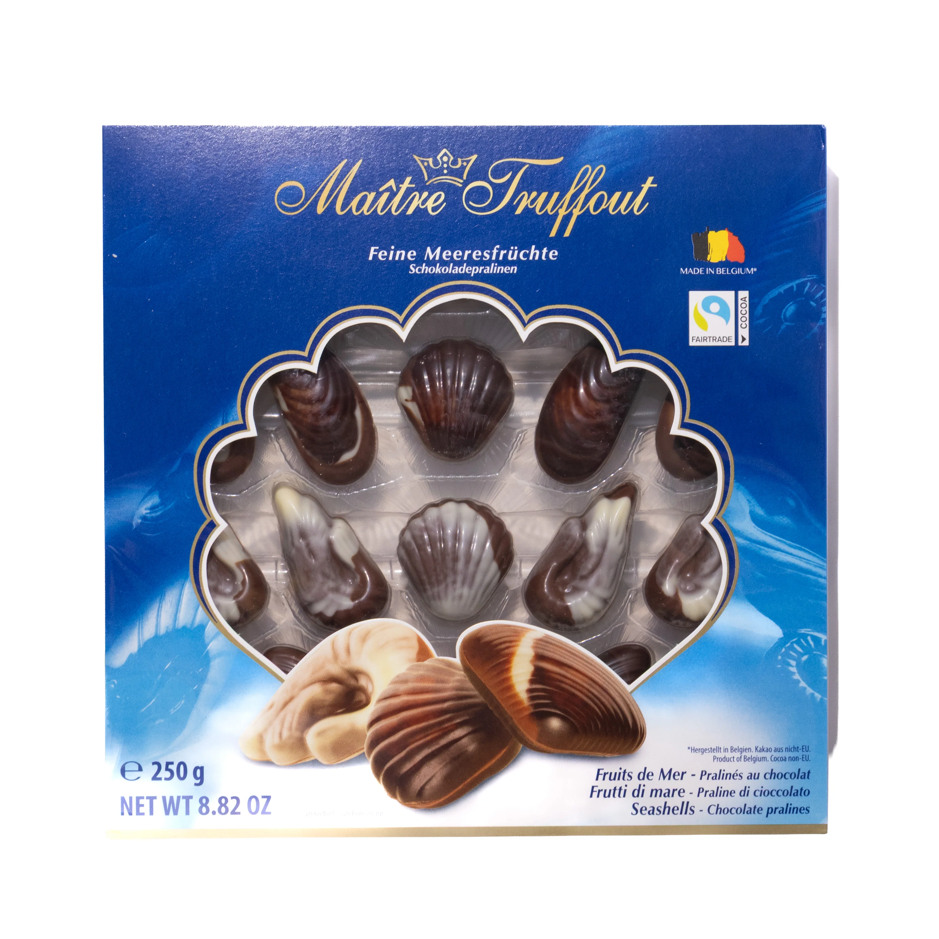 Maitre Truffout Seashell Chocolate Pralines with Hazelnut Filling, 8.82oz