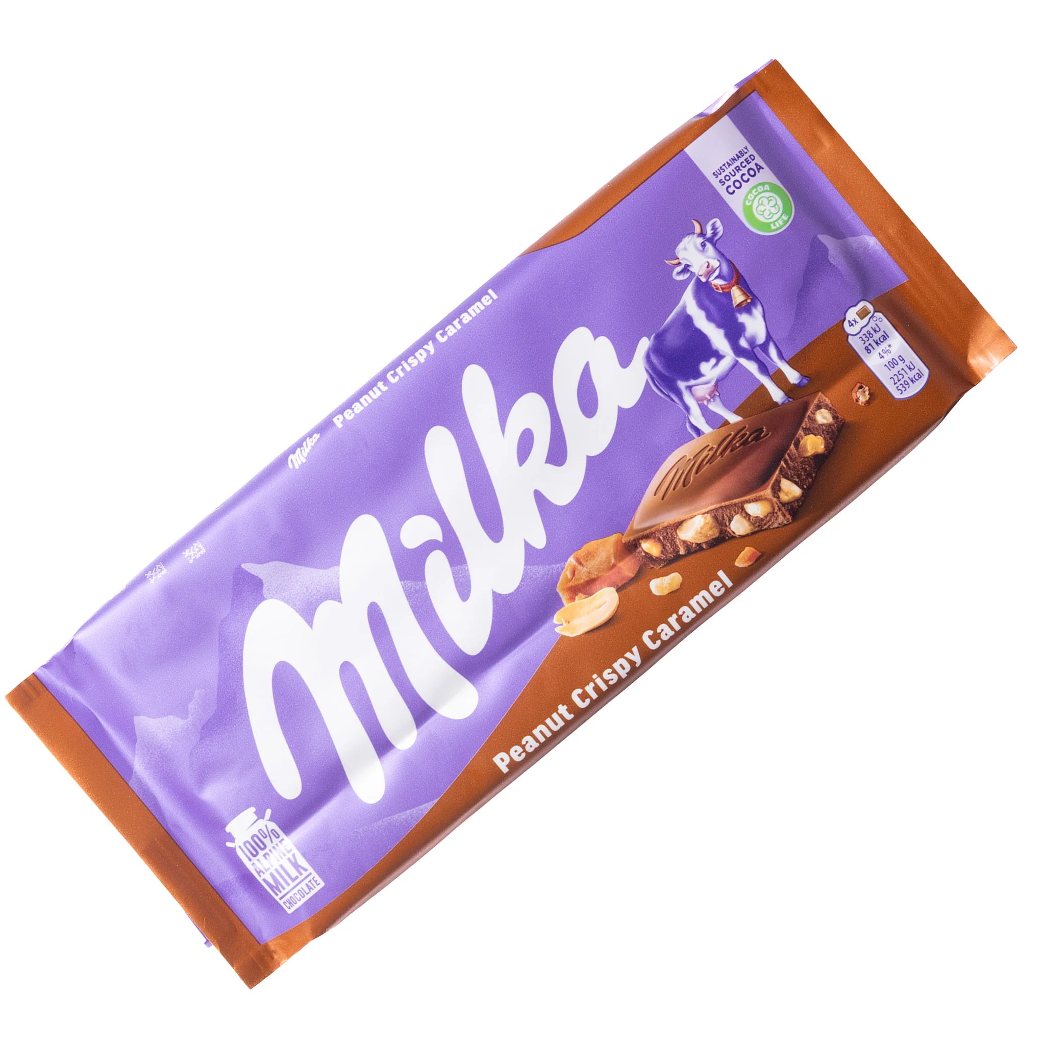 Milka Peanut Crispy Caramel Milk Chocolate Bar, 3.17oz