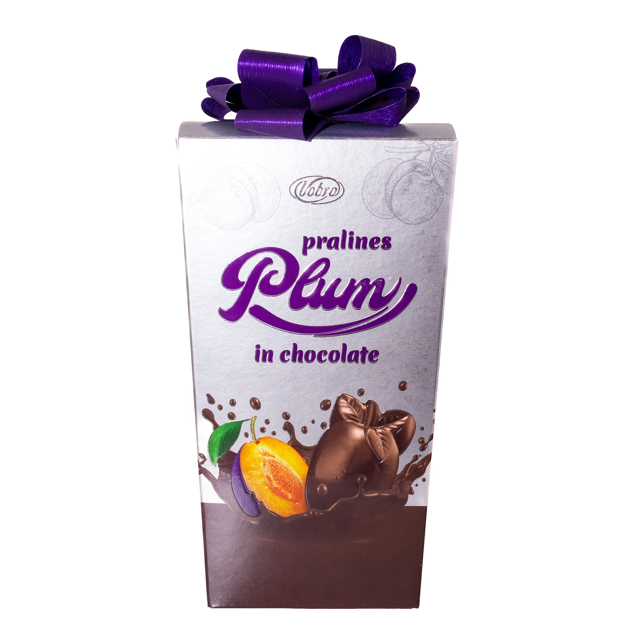 Vobro Plum Pralines in Chocolate, 6.77oz