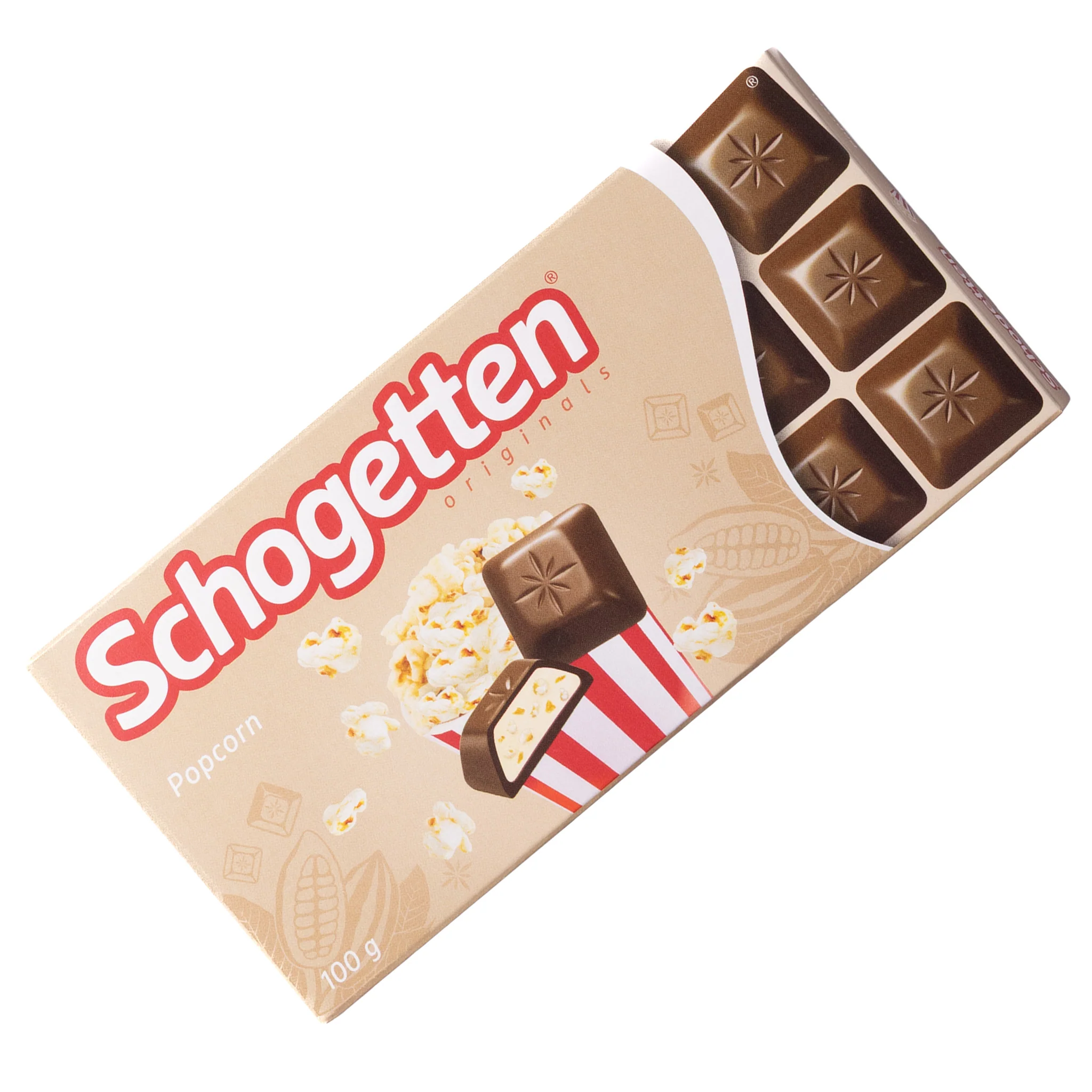 Schogetten Popcorn Milk Chocolate with Milk Cream Filling, 3.53oz