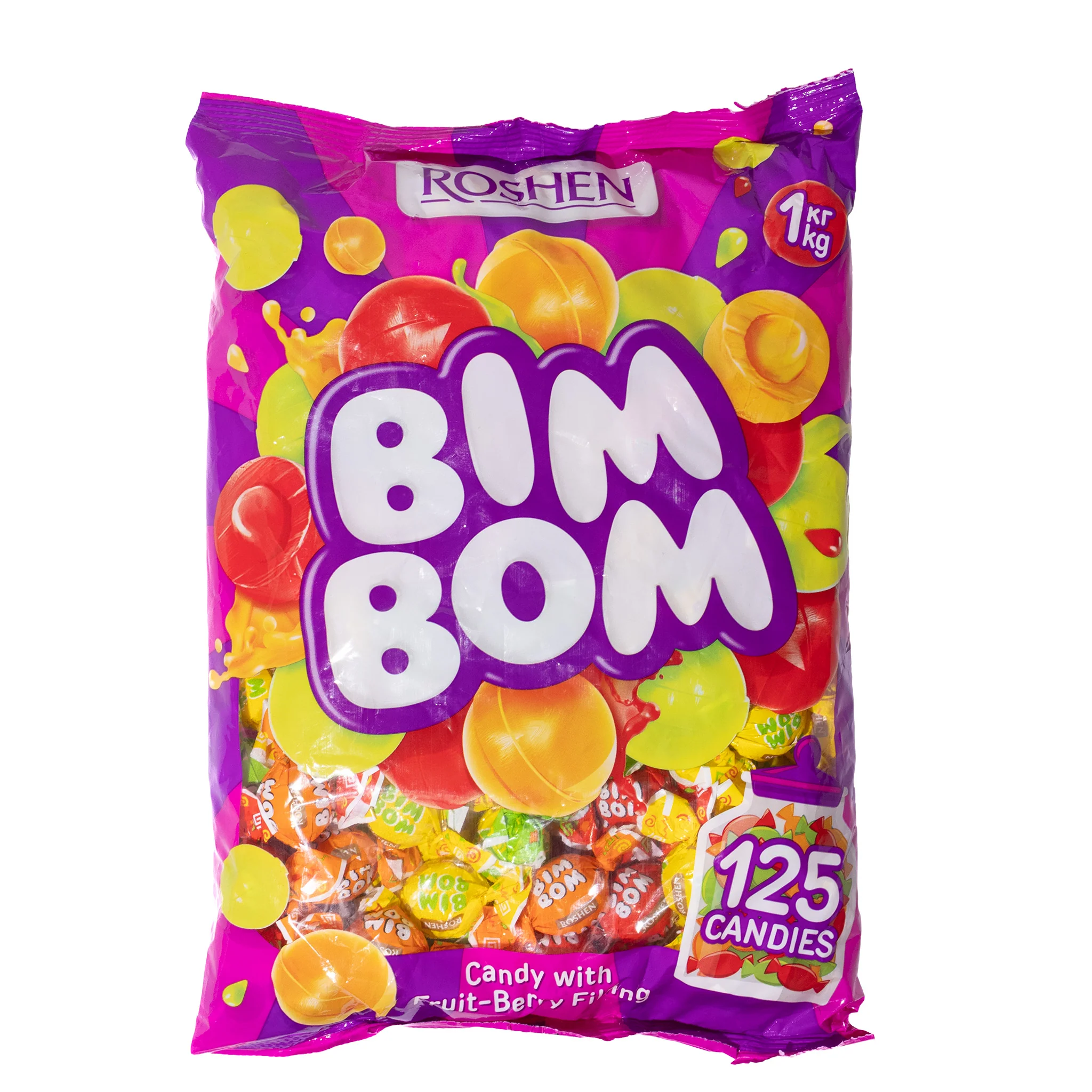 Roshen BIM BOM Fruit-Berry Filled Hard Candies, 2.2lb