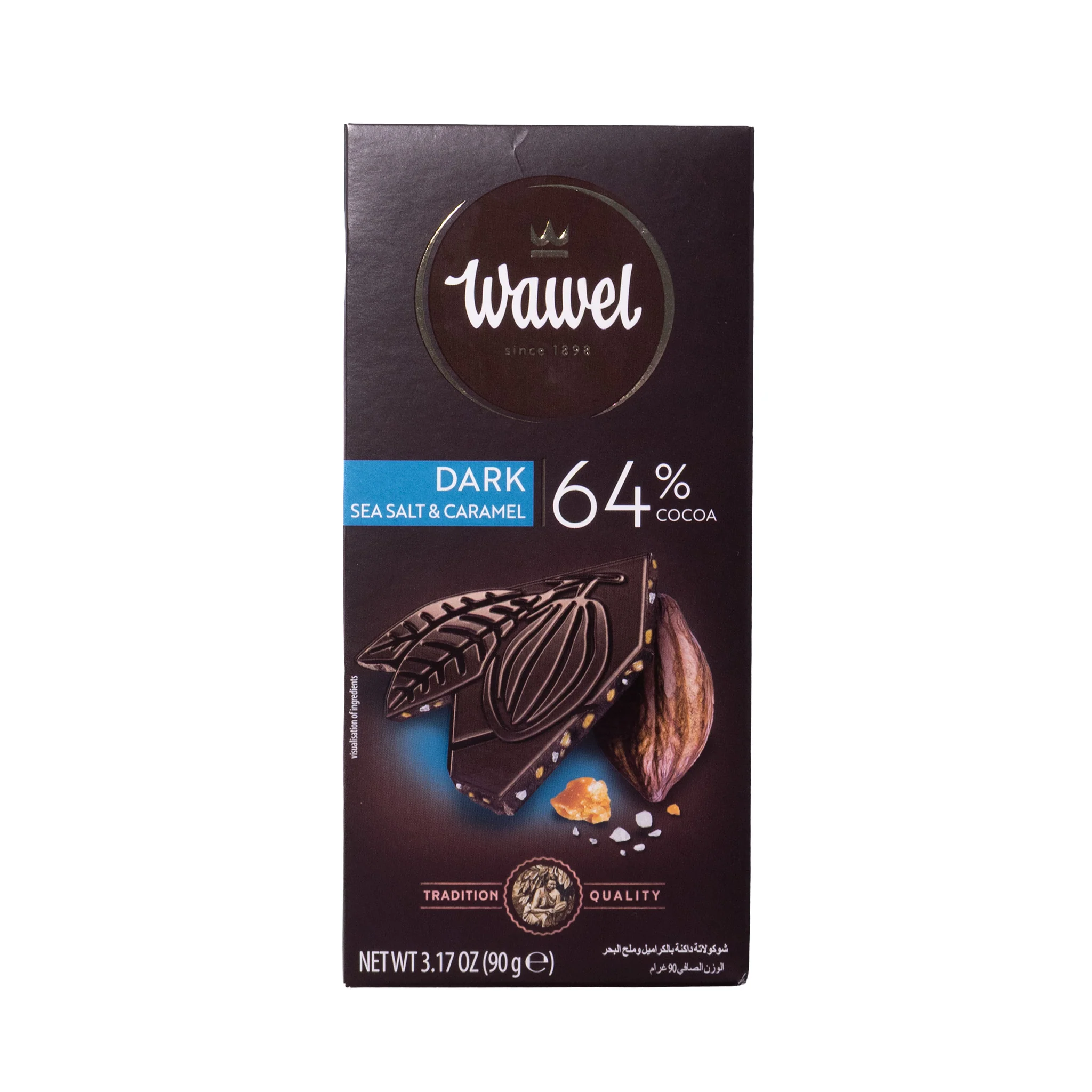Wawel Dark Sea Salt & Caramel 64% Dark Chocolate Bar, 3.17oz